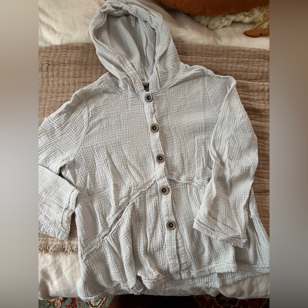 Habitat gray cotton gauze button down blouse